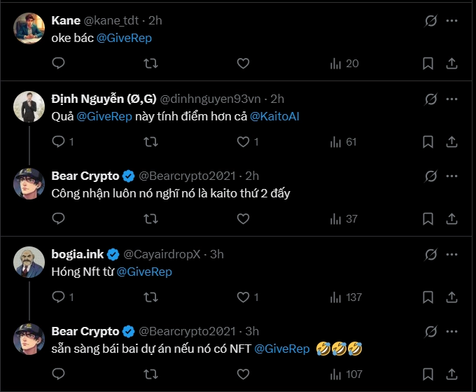 Ví dụ tương tác cmt để nhận điểm REP